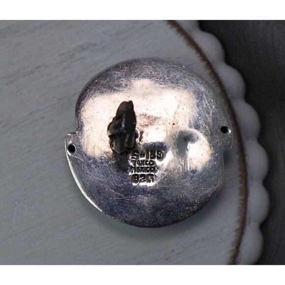 Mexico Sterling Silver Modernist Yin Yang Clip On Earrings 23.75G / 33mm - Picture 4 of 5